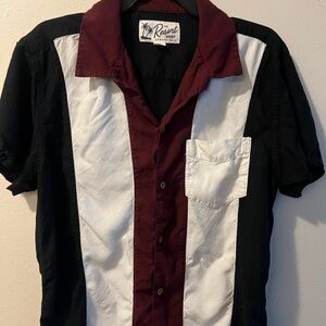 Men's Burgundy and White Shirt